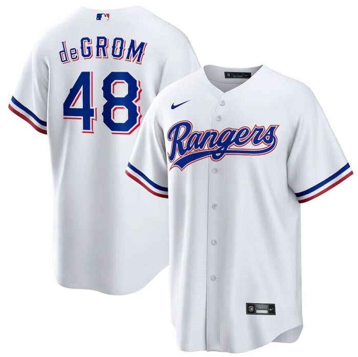 Men's Texas Rangers #48 Jacob deGrom White Cool Base Stitched Baseball Jersey Men's Texas Rangers #48 Jacob deGrom White Cool Base Stitched Baseball Jersey